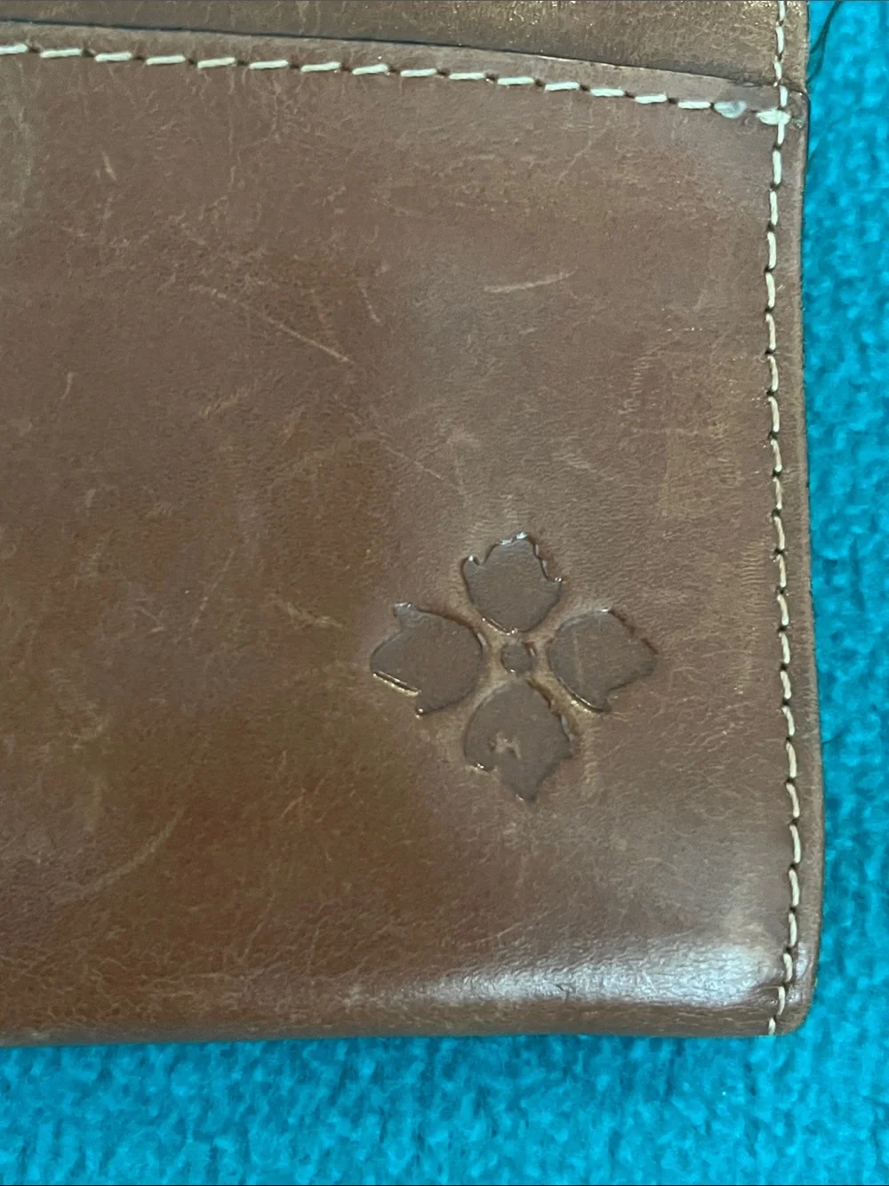 Patricia Nash Golden Brown Envelope-Style Leather Wallet Clutch